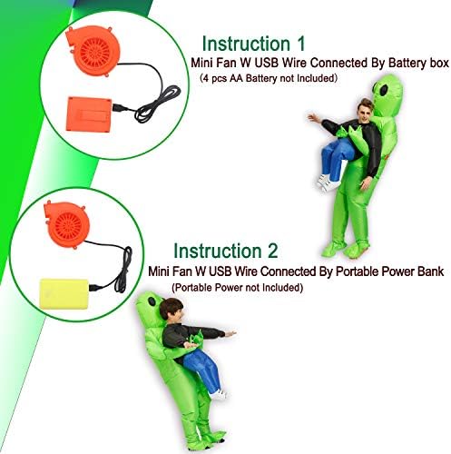 Halloween costume fan with battery-powered energy.