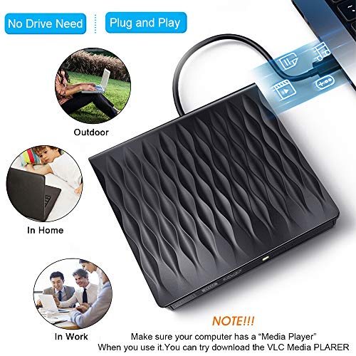 [Updated] External CD Drive, ACETEND USB 3.0 DVD Drive Slim Portable External CD DVD Rewriter Burner Writer, High Speed Data Transfer USB Optical Drives Player for PC Desktop/Laptop/Windows/Linux/Mac - Thumbnail 2