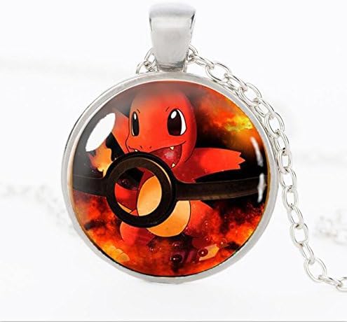 JewelryX - Silver Plated Pokemon Go Ball Pokeball Cabochon Glass Charm Pendant Chain Necklace Fashion Women Men #15