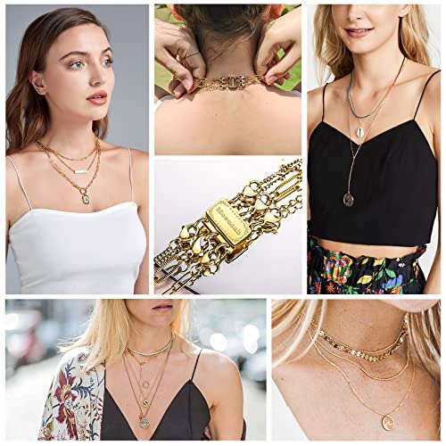 2 Pieces Upgraded Necklace Layering Clasps 14K Gold Plating and Silver