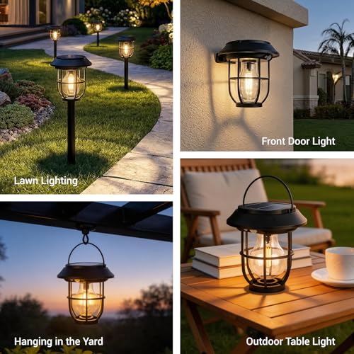 Icnice 8 Pack Solar Pathway Lights with Motion Sensor, 300LM Waterproof Outdoor Solar Lights, 3 Modes Landscape Lighting for Garden Backyard Path Driveway, Wall Mount and Hanging (Warm)
