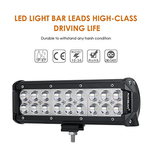 Auxbeam 9inch LED Light Bar 54W Led Work Lights Spot Beam Off-Road Driving Lights Waterproof with Mounting Brackets for Jeep Pickup Trucks SUV ATV UTV Ford