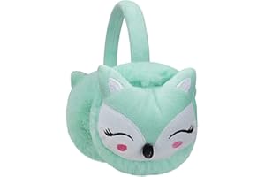 TINAYAUE Kids Earmuffs Fox Pattern Ear Warmers Plush Cartoon Ear Protectors Winter Warm Earmuffs (3-8Y)