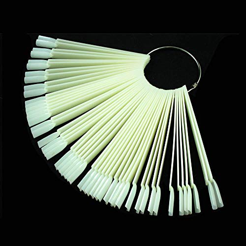 Dealglad 50pcs False Nail Art Tips Sticks Nail Polish Color Card Plates Display Swatches Nail Art Practice Templates (White)