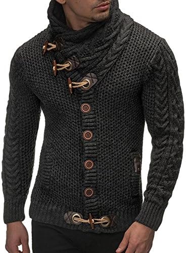 Kemilove Mens Sweaters Turtleneck Cable Knit Button Down Cardigans Chunky Casual Fall Winner Coat