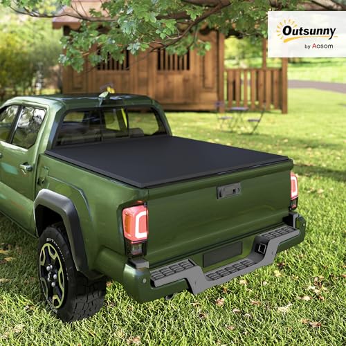 Outsunny 6.5'' Soft Tri-Fold Truck Bed Tonneau Cover, Fits 2002-2018 Dodge Ram 1500, 2003-2024 2500 3500, 2019-2024 Classic, 6.4ft Bed, Truck Bed Cover with Seal Strip, Black
