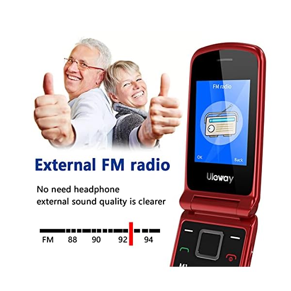 Uleway-Big-Button-Mobile-Phone-for-Elderly-Unlocked-Senior-Mobile-Phone-Easy-to-Use-Pay-as-You-Go-Flip-Phone-with-SOS-Emergency-Button-Charging-Cradle-24-177-Dual-Screen-Red Uleway Big Button Mobile Phone, Senior Unlocked Mobile Phone with Dock and 1000mAh Battery