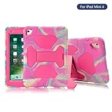 iPad Mini 4 Case, ACEGUARDER Kidsproof Shockproof Impact Risistance Heavy Duty Full Body Protective Cover Stand Case for iPad Mini 4 (Camo-Pink)