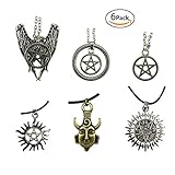 Megrez 6 Pcak Different Supernatural Dean Winchester Mask Pendant Necklace Two-sided Pendant
