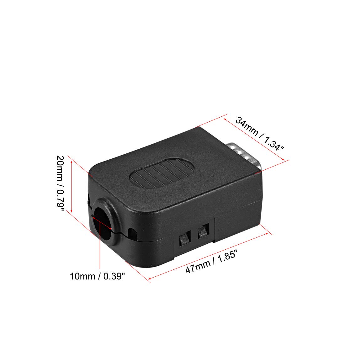 sourcing map D-sub DB9 Breakout Board Connector with Case 9 Pin 2 Row 422 Serial Male Port Solderless Terminal Block Adapter with Thumb Screws - Image 3