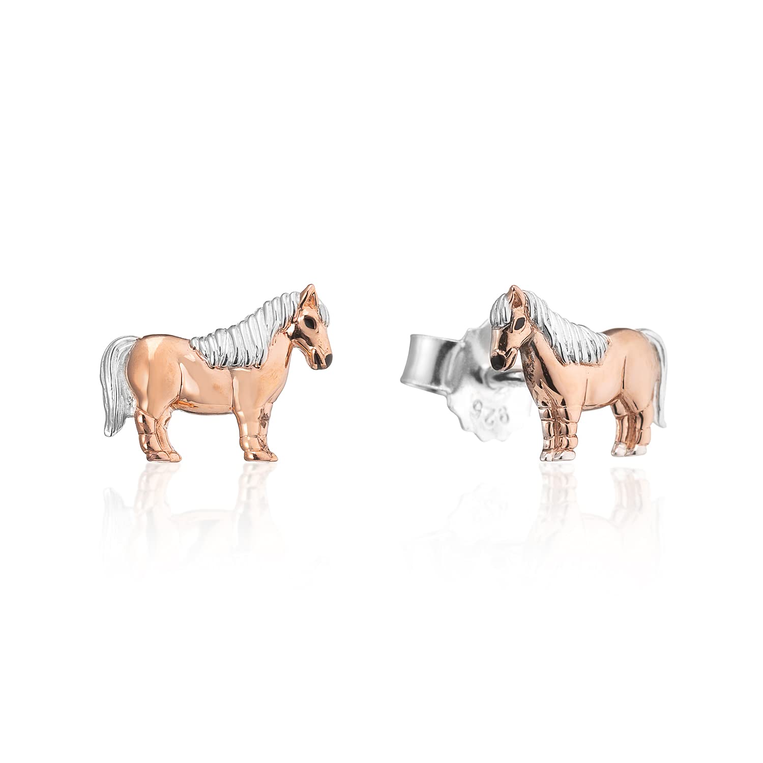 GEMMA J PONY STUD EARRINGS - sterling silver with rose gold detail.