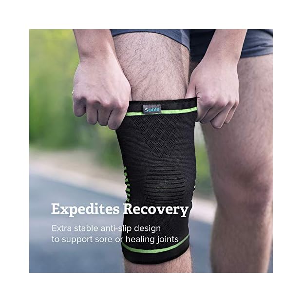 Sable Knee Brace Support Compression Sleeves for Men and Women, 1 Pair