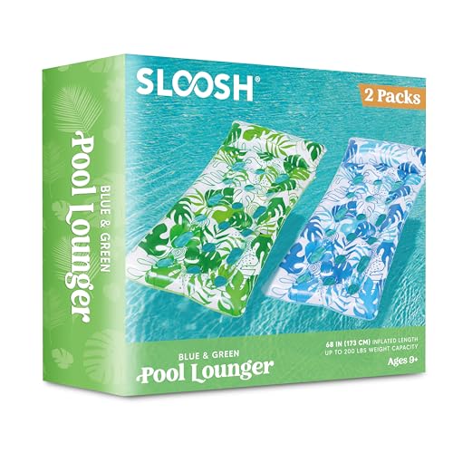 Sloosh Flotadores Inflables para Piscina, 2 Piezas Flotadores XL, Cama Flotante con Reposacabezas para Adultos, Colchoneta Flotante para Lago, Playa, Piscina y Diversión Acuática