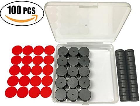 Ceramic Industrial Magnets Round Disc Ferrite Magnets with adhesive 20 dots 11/16 Inch 17.46X4.76mm Grade 5, -100 pcs