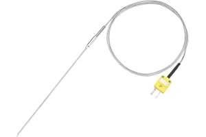 MECCANIXITY K Type Thermocouple with Plug, Meter Temperature Sensor Probe -50 to 1100°C(-58 to 2012°F) Stainless Steel, 1x200