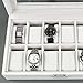 SONGMICS 12 Mens Watch Box Glass Top White Display Case Faux Leather Organizer UJWB202