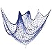 eZAKKA Decorative Fish Net, 79 x 59inch Mediterranean Style Nautical Decorative Fishing Net Wall Hangings Decoration with Sea Shells, Blue