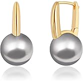 Aobei Pearl Handpicked Shell Pearl Drop Dangle Earrings for Women Dainty 18K Gold Plated Pearl Stud Earrings for Wedding Bridesmaids Gift