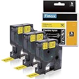 Compatible DYMO Industrial Labels Black on Yellow 18490, Flexible Nylon for DYMO Industrial RhinoPro Label Makers 4200, 5000, 5200, 6000, 1/2