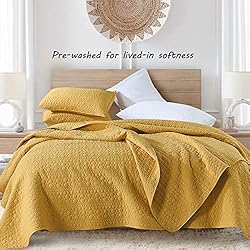 Quilt Set Queen Size Yellow, Classic Geometric