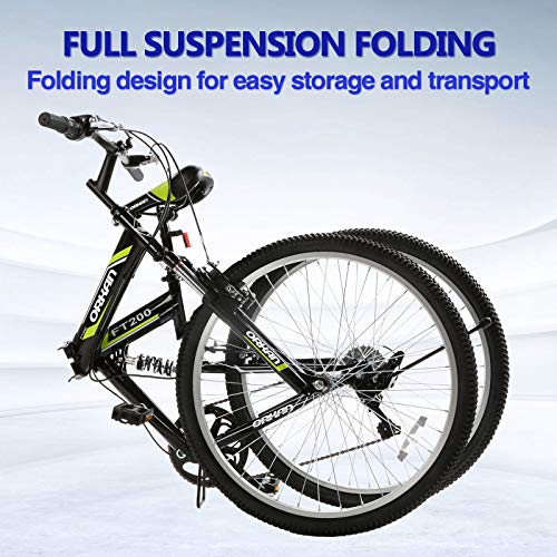 Murtisol Folding Mountain Bikes 26'' Foldable Bikes with Softtail Full