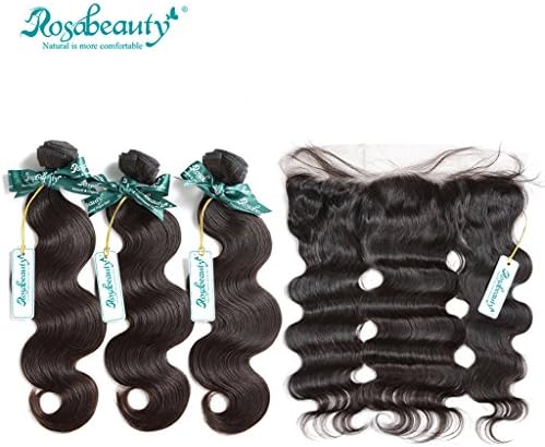3 Bundles Rosa hair Products brazilian virgin hair with 1 Piece Body wave Lace Frontal Human Hair Wigs Closure (14"16"18"+12")