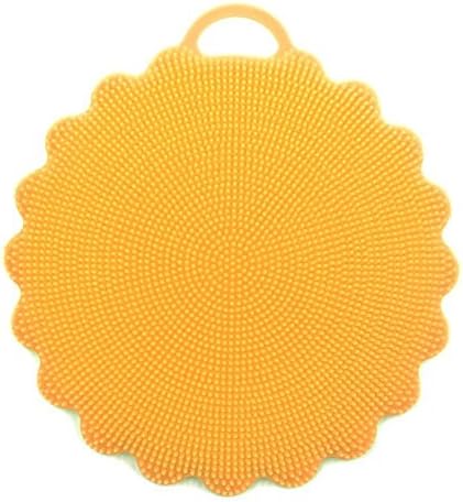 ELECSUM Silicone Dish Sponge Food-grade Antibacterial Silicone Non Stick Dishwashing Brush Dish Towel Scrubber for Kitchen Wash Pot Pan Dish Bowl / Wash Fruit and Vegetable (1 PCS, Yellow)
