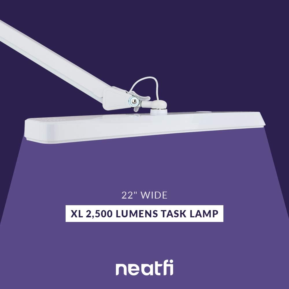 Neatfi XL 2,500 Lumens 30W LED Task Lamp for Manicure Table Crafts, Workbench, Office - 56 cm Wide Shade Desk Light - Image 4