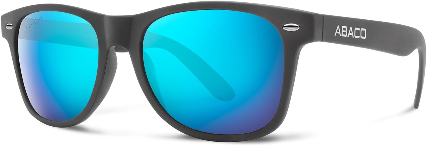 Abaco Waikiki sunglasses Rubber Black Frame Polarized Ocean Mirror Lenses