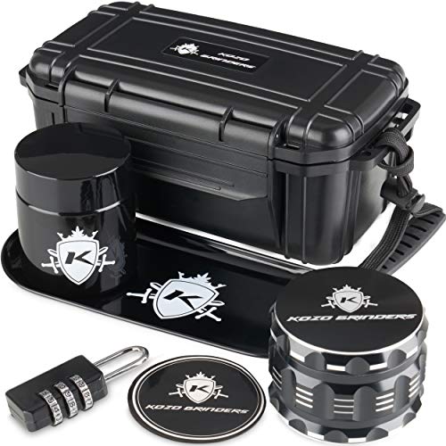 Kozo Smell Proof Stash Box Combo Kit with Aluminium 2.5" Herb Grinder