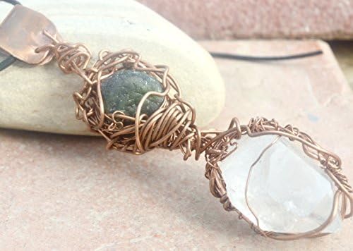 Emerald Quartz Crystal Energy Pendant Pendulum Copper Orgone Wand Wiccan Wicca mens Mans Burning Man Shamanic Shaman