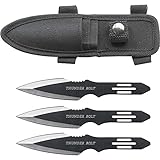 Perfect Point RC-595-3 Thunder Bolt Throwing Knife Set with Three Knives, Black Blades, Steel Handle, 5-1/2-Inch Overall