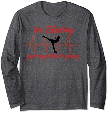 Unisex Heartbeat Skating Long Sleeve Shirt Fun Ice Skater 2XL Dark Heather