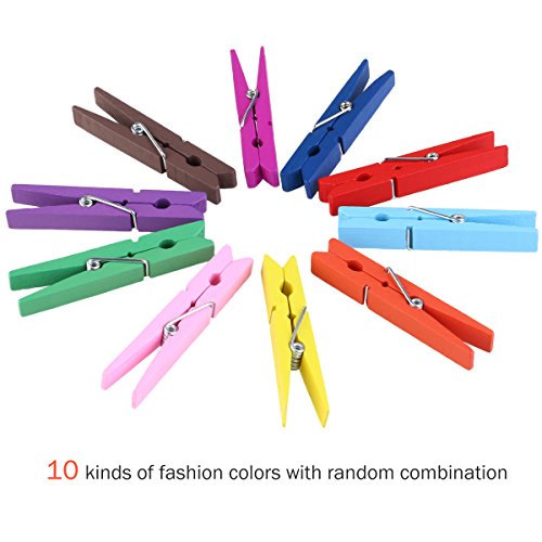 image for OUNONA 40pcs Wooden Clothespins Durable Clothes Pegs Pins, Colorful ph