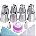 Russian Piping Tips 22 Piece Baking Set with 8 Nozzle Tips, 2 Regular Piping Tips,10 Disposable Pastry Bags,1 Coupler and 1 Reusable Silicone Pastry Bag,by Mooker (Pink)