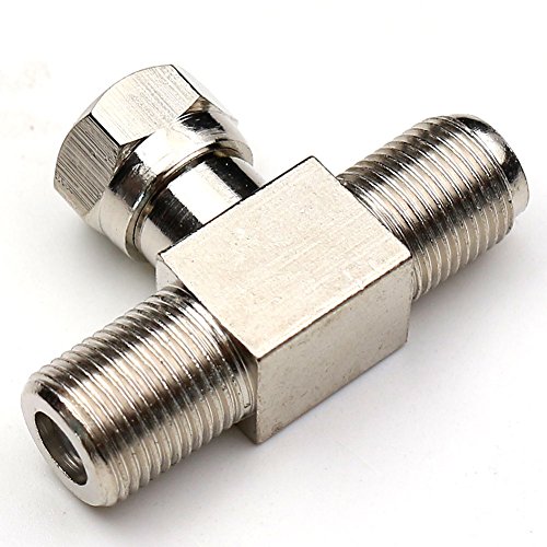 TEZONG 3 way Tee F Type Male to 2 F Female Combiner Splitter Connector RF Adapter for Video TV Antenna Cable Satellite T Shape 2Pack - Thumbnail 3