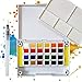 Eachgoo Watercolor Paint Set,24 Colors Travel Pocket Watercolor Kit Includes A Water Brush & 2 Sponges & A Mixing Palette