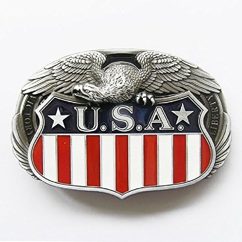USA 3D Flag w/ Eagle U.S.A. American Metal Belt Buckle