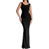 XinFSh Women's Summer Elegant Bodycon Maxi Dress Sexy Backless Long Formal Tie Wedding Guset Evening Party Cocktail Dresses