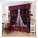Binmer(TM)Window Curtains Leaf Hollow Window Screens Door Balcony Curtain Panel Sheer Cover (Red)