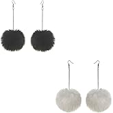 Pingyongchang Cute Pom Pom Earrings for Women - Handmade Colorful Faux Fur Tassel Ball Lightweight Dangle Drop Earrings Winter Jewelry Gift