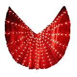 Geek3C LED Isis Wings Glow Light up Belly Dance Costumes with Sticks Performance Clothing Carnival Halloween (Red Plus)