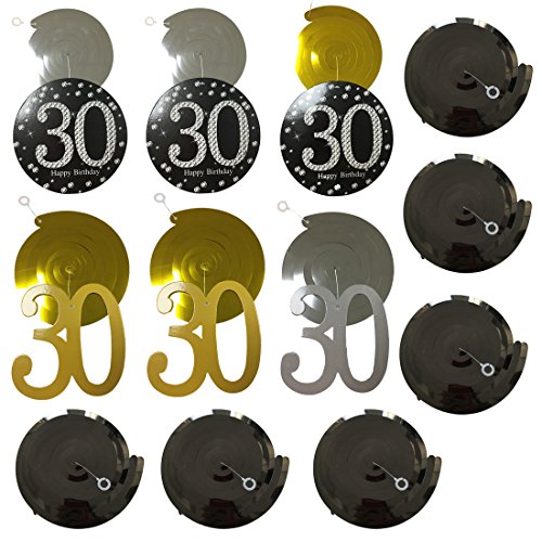 Gold 30th Birthday Party Decorations KIT - Cheers to 30 Years Banner, Sparkling Celebration 30th Hanging Swirls, 30 Years Old Party Supplies 30th Decorations