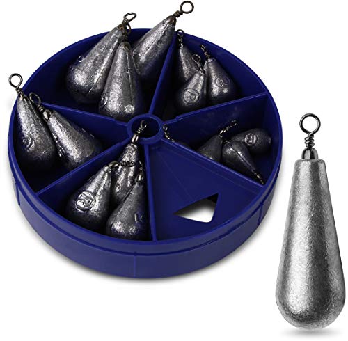 Storfisk fishing & more 15 Stück Birnengewichte mit Wirbel Angelgewichte in praktischer Spenderbox zum Angeln
