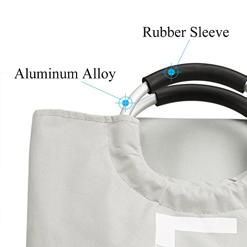 Large Laundry Basket, Collapsible Fabric Laundry Hamper, Foldable Clothes Bag, Folding Washing Bin for College Dorms Family (Grey)