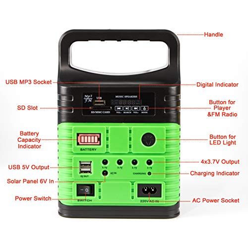 UPEOR 10-Watt Portable Generator Power Inverter, Solar Generator System for Camping Home, 9000mAh Removable Battery, Emergency Power Supply with 6 Watt Solar Panels - Thumbnail 4