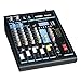 Tenuto Tech Portable Compact Mixer Audio Mixer Analog Mixer 6-Channel Profossional Analog Mixer Console With 3 Band EQ, 48V, DSP Effects MP3/USB/SD Card Playback & Recording System (6 channel)