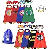 Mizzuco Cartoon Dress up Costumes Satin Capes with Felt Masks for Boys (8PCS)