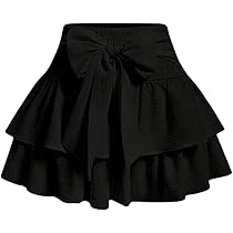 【Anyone more】Baden Low Mini Shirring Flare Skirt Amazon.com: BEAUDRM Women's Bow Front Mini Skirt High
