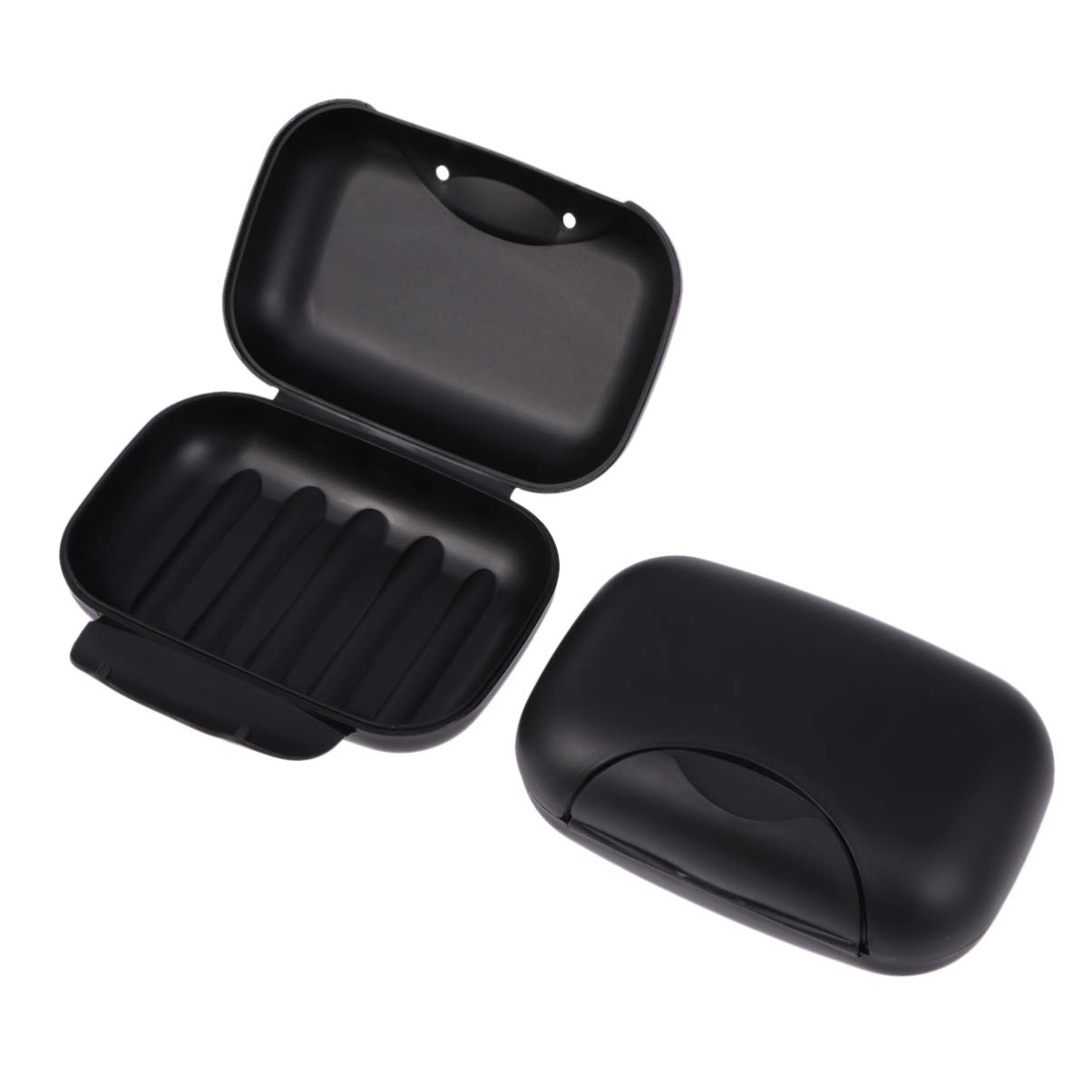 Milisten 2Pcs Travel Soap Case Box Holder Small Bath Hand Face Body Soap Storage Box Dish Container with Lid Cover for Bathroom/Camping/Gym/Business Trip Black